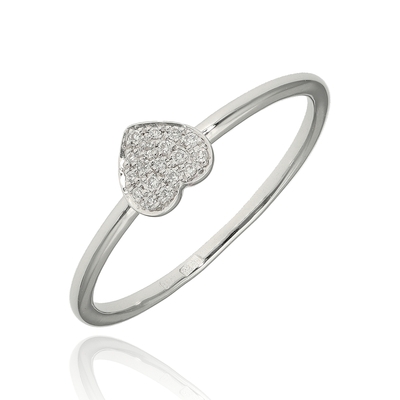 Fehér arany szív gyűrű 50-es méret (B51553)